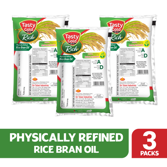 Refined Rice Bran Oil | 1000ml | Pack of 3