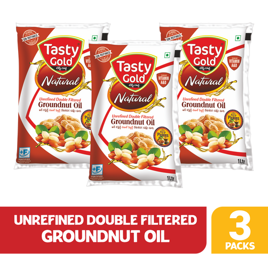Unrefined Double Filtered Groundnut Oil | 1000ml | Pack of 3